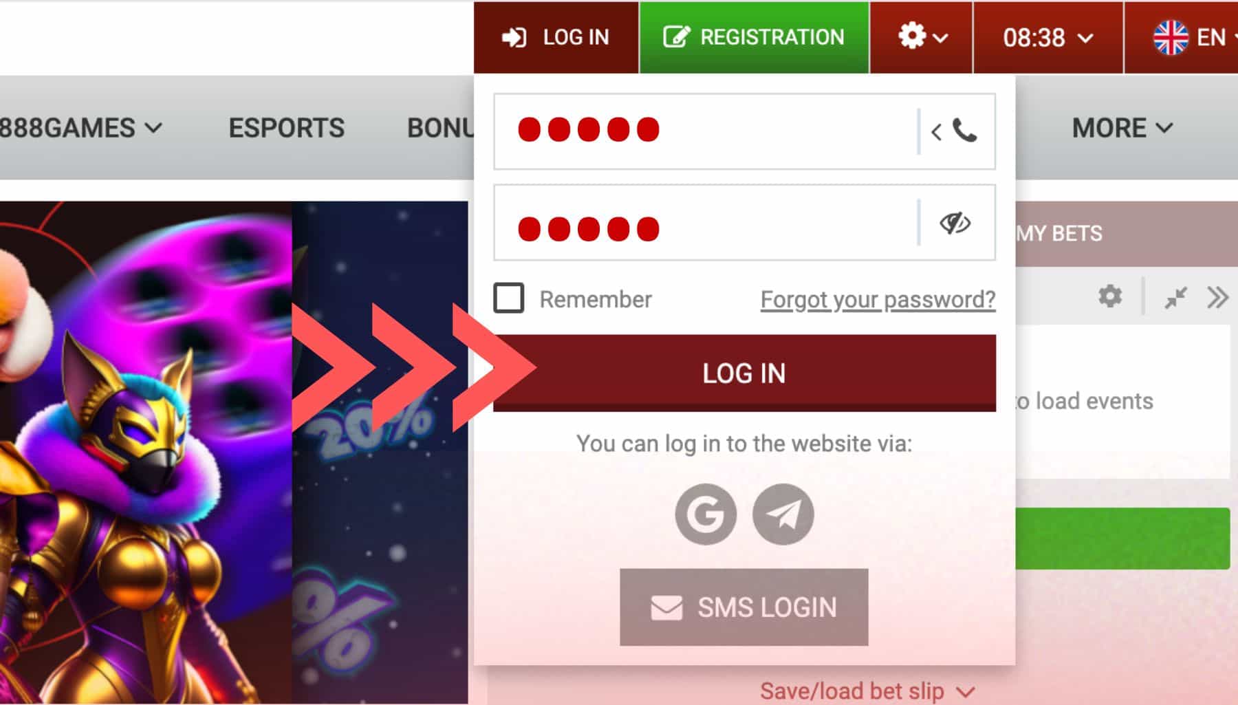 888starz Bangladesh Confirm log in action guide